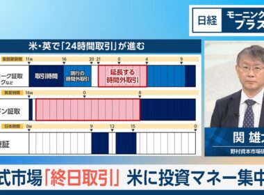 株式市場「終日取引」　米に投資マネー集中も【日経モープラFT】