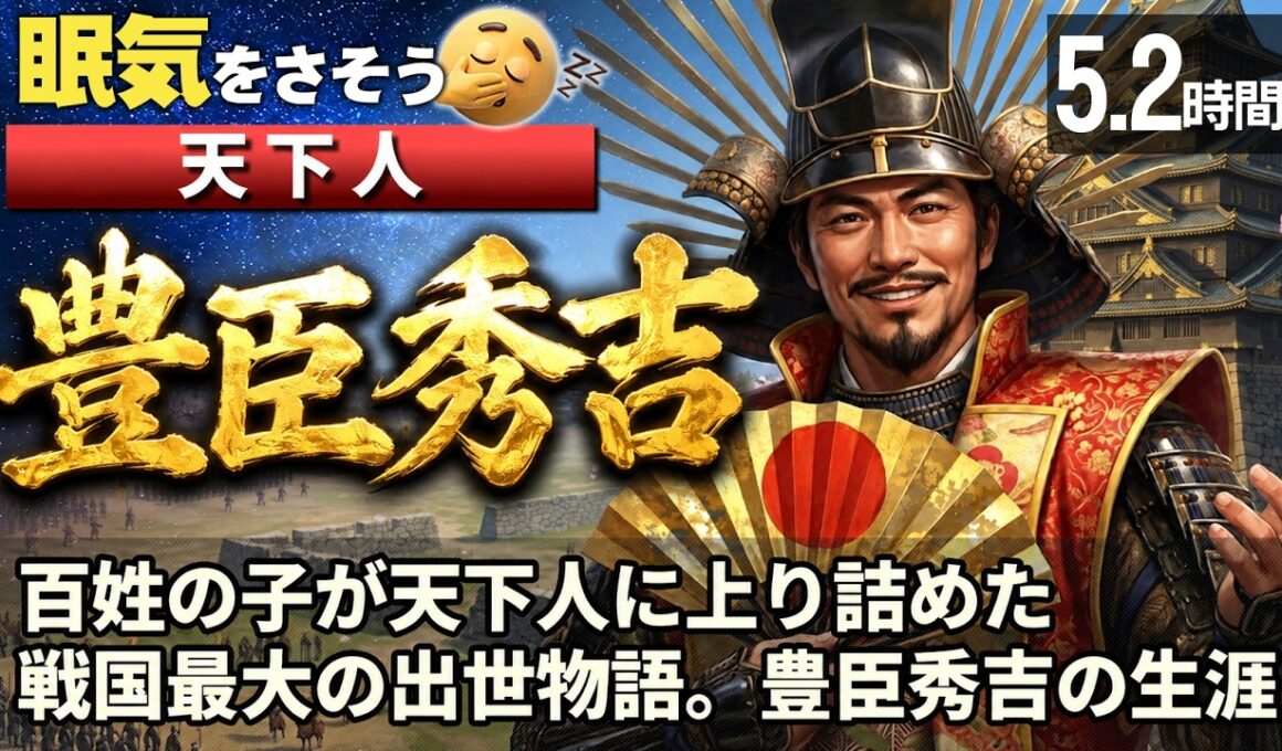 【作業・睡眠用】豊臣秀吉 の一生をゆっくりたどる長編歴史物語｜百姓の子が天下人に上り詰めた戦国最大の出世物語　草履取りから関白へ 【睡眠/聞き流し用】