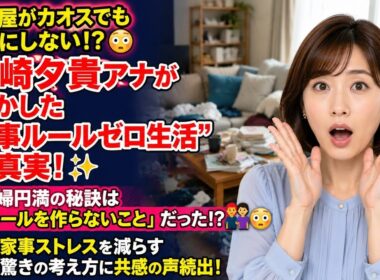 📺🏠😲【部屋がカオスでも気にしない！？】💥山崎夕貴アナが明かした“家事ルールゼロ生活”の真実！✨❤️夫婦円満の秘訣は「ルールを作らないこと」だった！？😳👫🧹🚫家事ストレスを減らす驚きの考え方に共