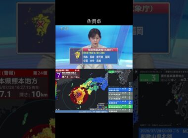 令和8年熊本地震「震度7」発生の瞬間NHK（2026年7月28日午後4時27分頃）