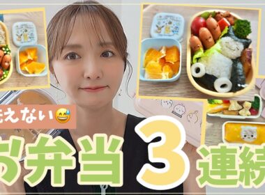 【お弁当3日間】キャラ弁と格闘するリアルな朝と夜🙌🏻【カビゴン|メタモン|ちぃかわ】