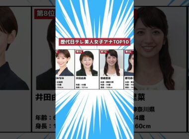 【日本テレビ】歴代美人女子アナランキングTOP10