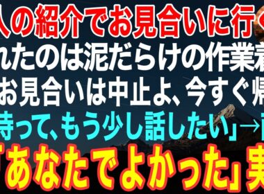 【感動する話】命の恩人に紹介されお見合いへ行くと泥だらけの作業着姿の男性が…母「今すぐ帰れ貧乏くさい」私「もう少し話してみたいです」→すると彼が微笑み「あなたでよかった」実は【泣ける話・いい話・朗読】