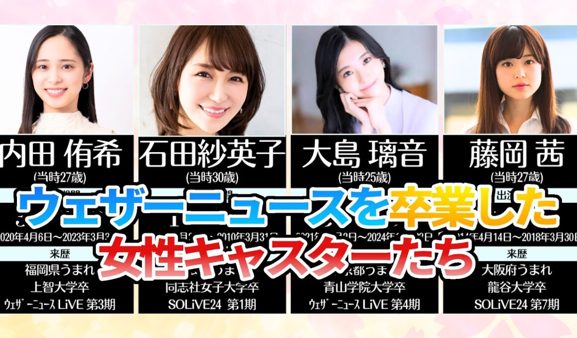 ウェザーニュース卒業女性キャスター出演歴ランキング｜SOLiVE24時代を活躍したお天気お姉さんは？【WNI】