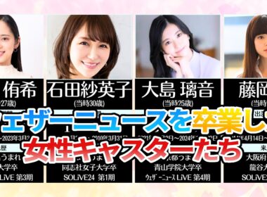 ウェザーニュース卒業女性キャスター出演歴ランキング｜SOLiVE24時代を活躍したお天気お姉さんは？【WNI】