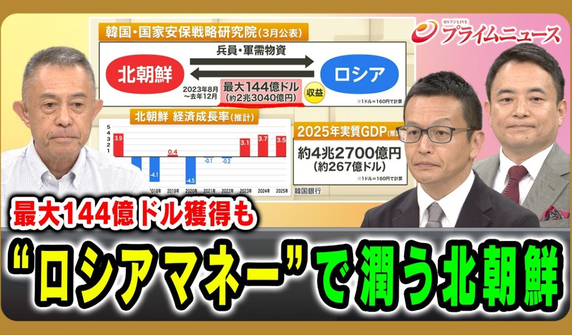 【最大144億ドル獲得も】“ロシアマネー”で潤う北朝鮮 石丸次郎×礒﨑敦仁×峯村健司 2026/9/2放送＜前編＞【BSフジ プライムニュース】