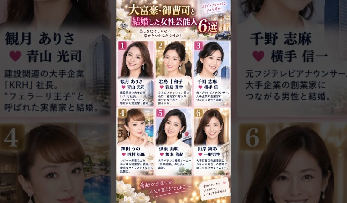 お金持ち・大物実業家と結婚した女性芸能人