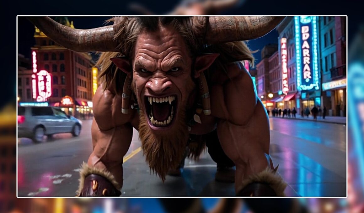 【⚠️音量注意】ミノさんが街にやって来た😱 / The Minotaur came to the city.