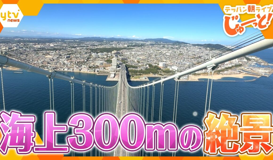 普段は入れない明石海峡大橋の頂上へ！海上300mの絶景パノラマ【テッパン朝ライブ じゅーっと！/じゅーっ特集！生中継】