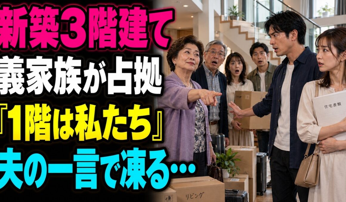 新築した3階建ての家に義家族が勝手に引っ越してきた。「1階は私たちが使う。2階は末っ子夫婦ね」黙って耐えていた夫が口を開くと、義家族全員の顔色が変わった
