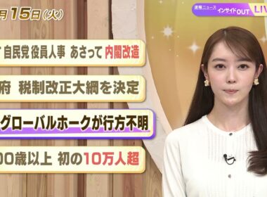 【今日のニュース9月15日】「明日 自民党役員人事 あさって内閣改造」「政府 税制改革大綱を決定」「空自グローバルホークが行方不明」「100歳以上 初の10万人超」 BS11