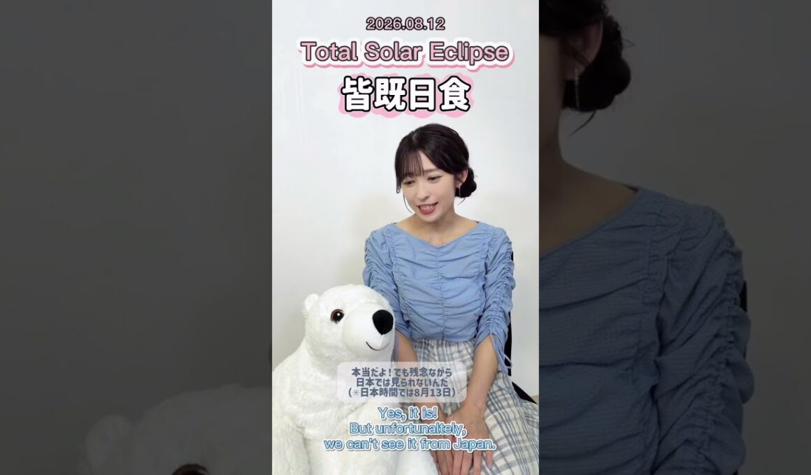 【山岸愛梨】皆既日食をしろくまちゃんと一緒に紹介してみました🐻‍❄️🤍【ぎしぎしイングリッシュ活動報告】