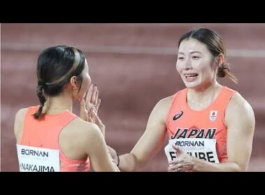 福部真子が涙…「また泣けてくる」上村彩子アナの実況に感謝🥹✨#福部真子 #上村彩子 #中島ひとみ #寺田明日香 #陸上 #100メートル障害 #アジア大会 #日本代表 #金メダル #スポーツ感動