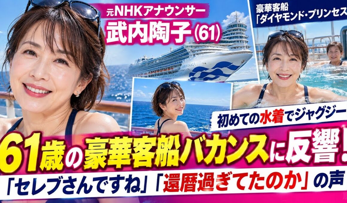 🚢✨【元NHKアナ・武内陶子】61歳の豪華客船バカンスに反響！ダイヤモンド・プリンセスで初めての水着姿「セレブさんですね」「還暦過ぎてたのか」🌊👙