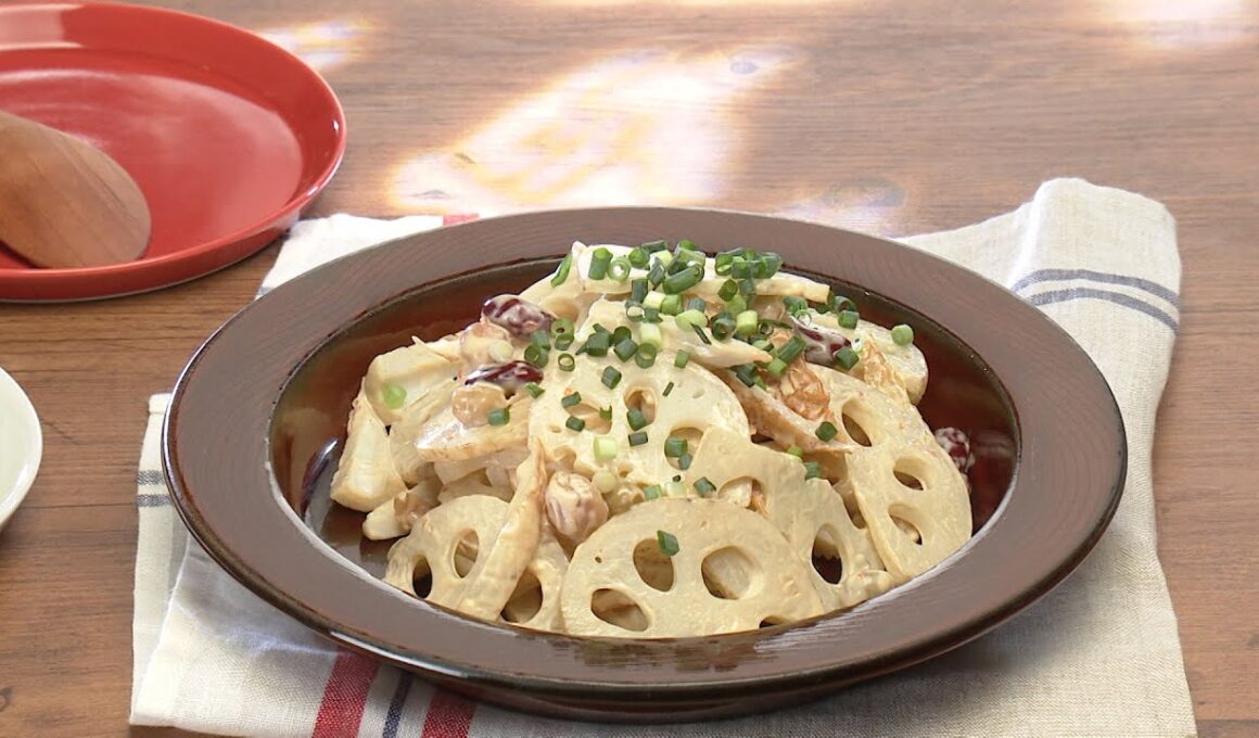 【3分クッキング公式】れんこんと豆のピリ辛マヨあえ