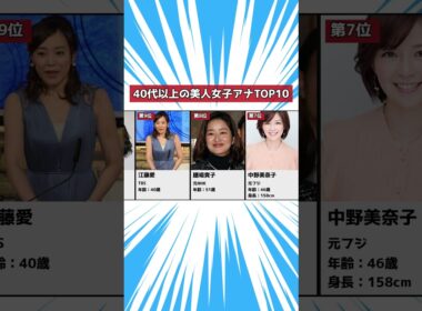 【40代以上】美人女子アナ人気ランキングTOP10