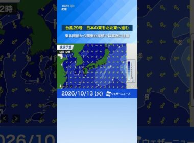 【台風29号】日本の東を北北東へ進む 東北南部から関東沿岸部ではうねりを伴った高波に注意※13日3時更新