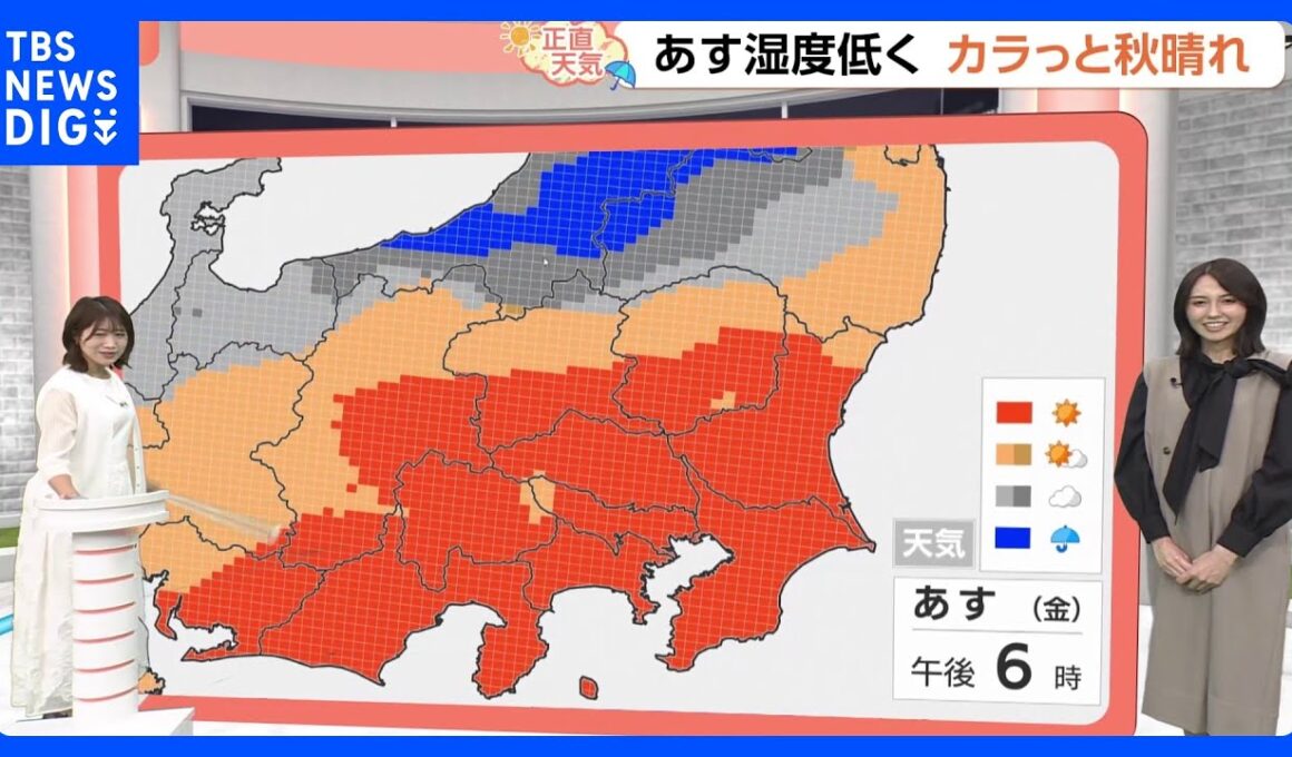 【10月16日 関東の天気】空気乾いてさわやか陽気｜TBS NEWS DIG