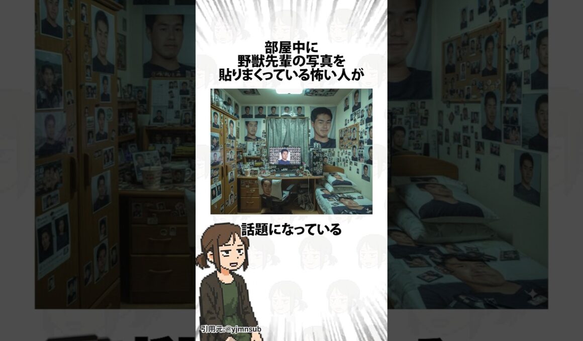 部屋中に野獣先輩の写真を貼りまくっている怖い人