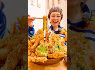 高難度だけど美味しいチャレンジ天丼できたよー！！！ #大食い #天丼 #デカ盛りチャレンジ