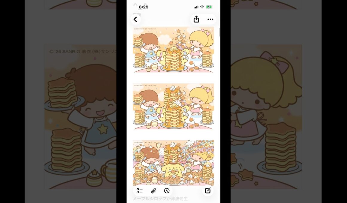 #kikilala#キキララ #ポムプリ#GoogleGemini#パンケーキ#盛り盛り#メープルシロップ#津波#沈没#大泣き　🥞